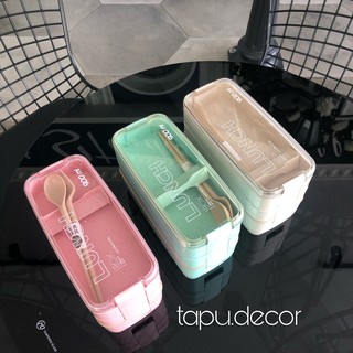 Hộp cơm lúa mạch 3 tầng tiện dụng!