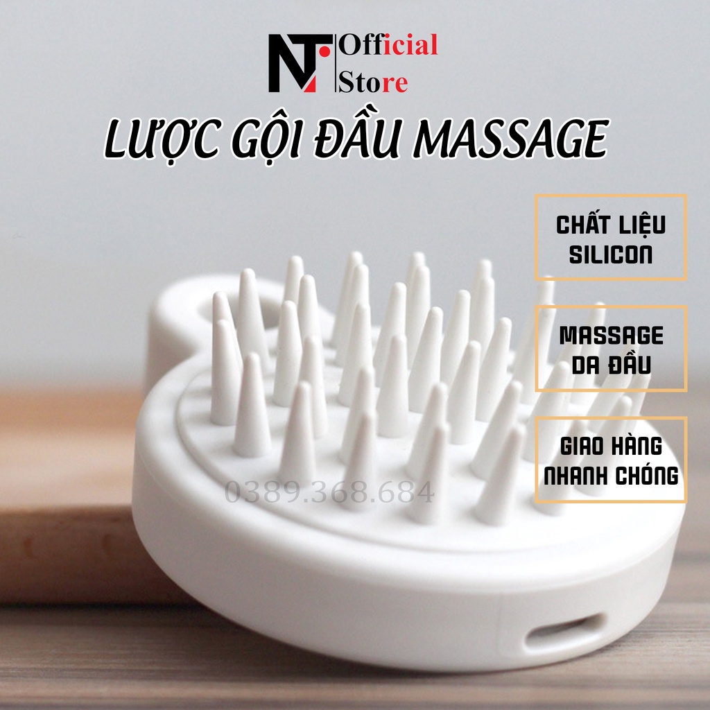 Lược gội đầu massage da đầu xuất Nhật, chất liệu Silicon mềm cao cấp giúp thư giãn, bảo vệ da đầu - NT Store