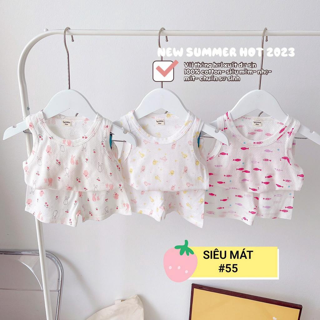 (set 3 bộ) đồ bộ bé gái , quần áo trẻ em , ba lỗ bé gái vải thông hơi siêu MỀM- MÁT-NHẸ size 8-16kg (link 2)