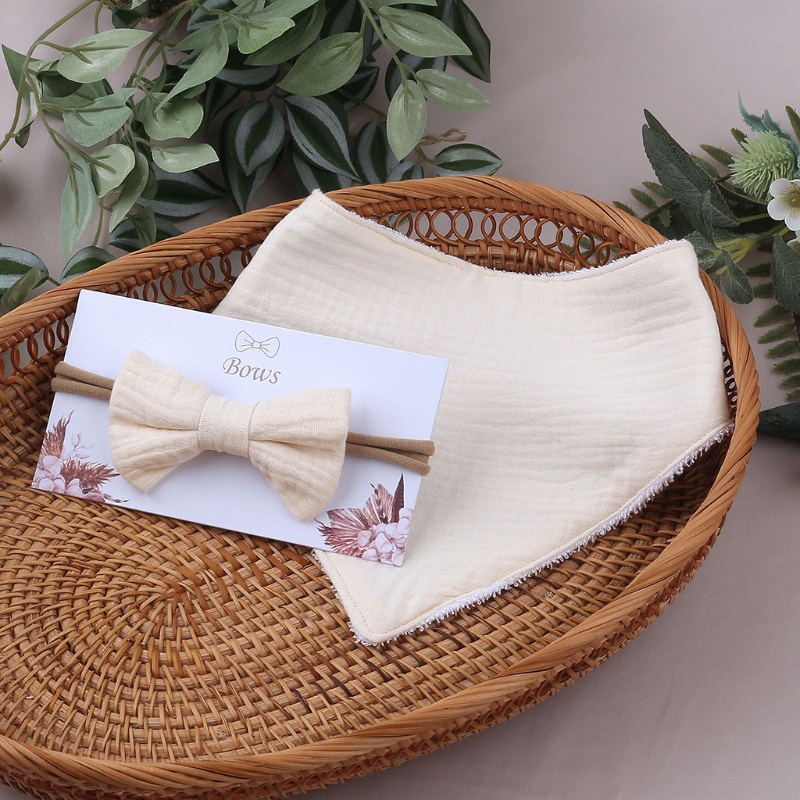 Yếm Ăn Cotton Mềm Mại Hình Tam Giác Thắt Nơ Xinh Xắn Cho Bé