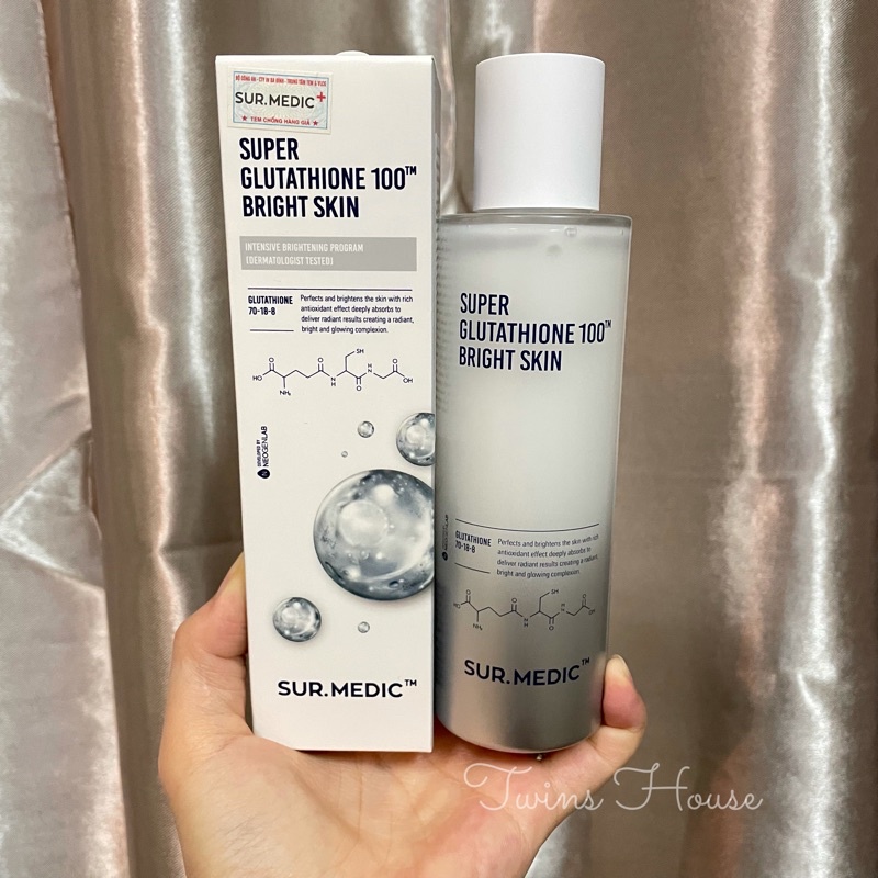 Nước Hoa Hồng Toner Trắng Da Sur Medic Super Glutathione 100 Bright Skin 145ml