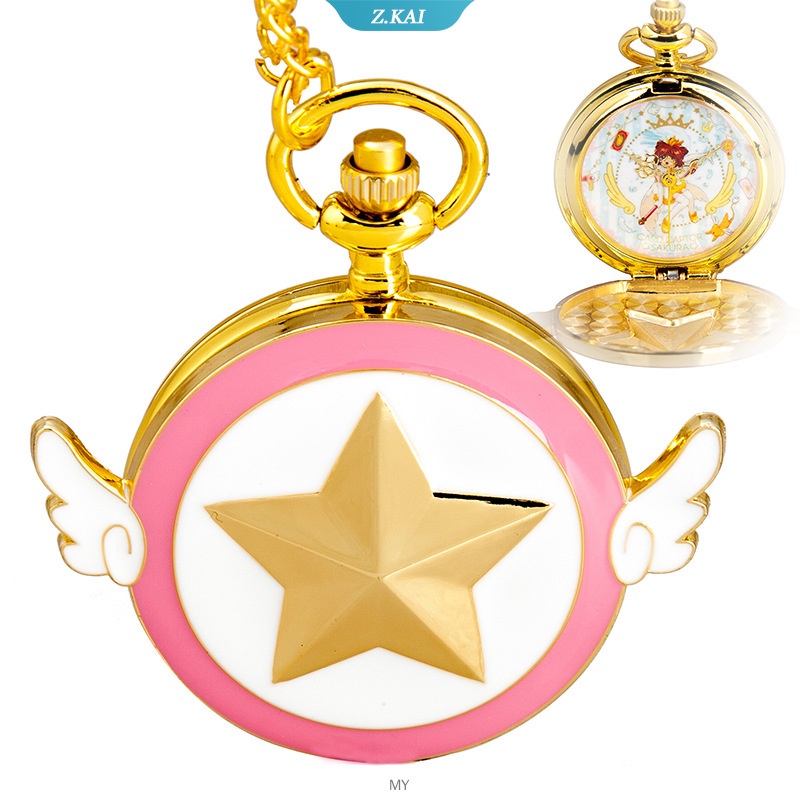 Đồng hồ bỏ túi có Vòng cổ mặt hình đôi cánh phong cách anime Nhật Bản SakurA