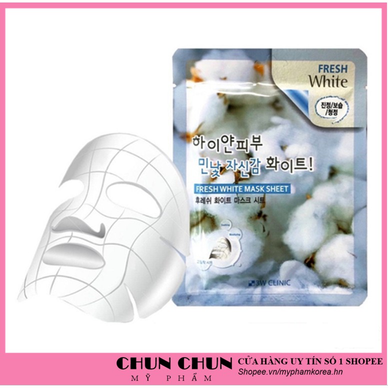 Mặt nạ giấy dưỡng da chiết xuất Tuyết 3W Clinic Hàn Quốc 23ml giúp da mềm mại trắng sáng tự nhiên