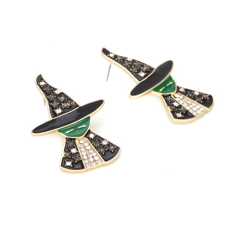 Khuyên Tai Hợp Kim Đính Đá Màu Dầu Phong Cách Punk Halloween Cho Nữ