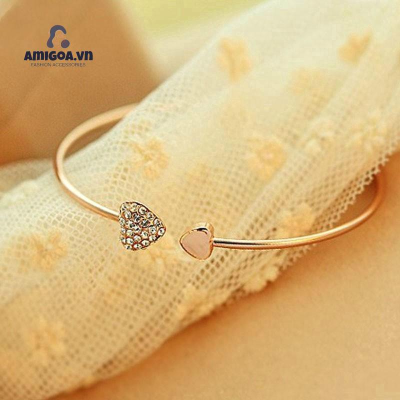 ✨✨Vòng tay hở mặt trái tim đính đá xinh xắn cho nữ