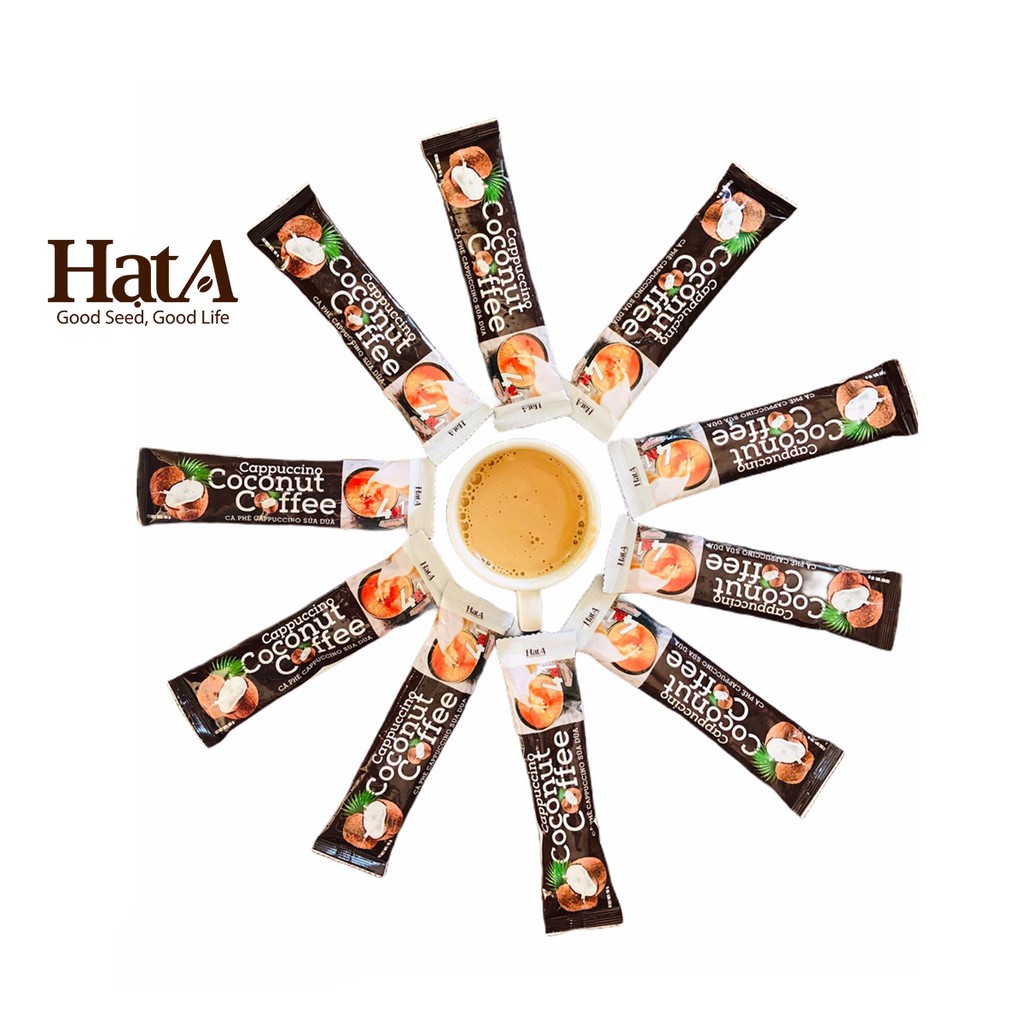 [10 gói] Cà phê hòa tan Cappuccino Hạt A Cafe 4in1 vị sữa dừa tự nhiên