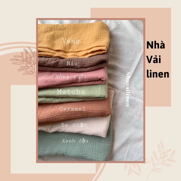 Vải Xô Muslin Nhà Vải Linen Màu Trơn Đa Năng Dễ Ứng Dụng Làm Quần Áo Đồ Trang Trí Phong Cách Vintage