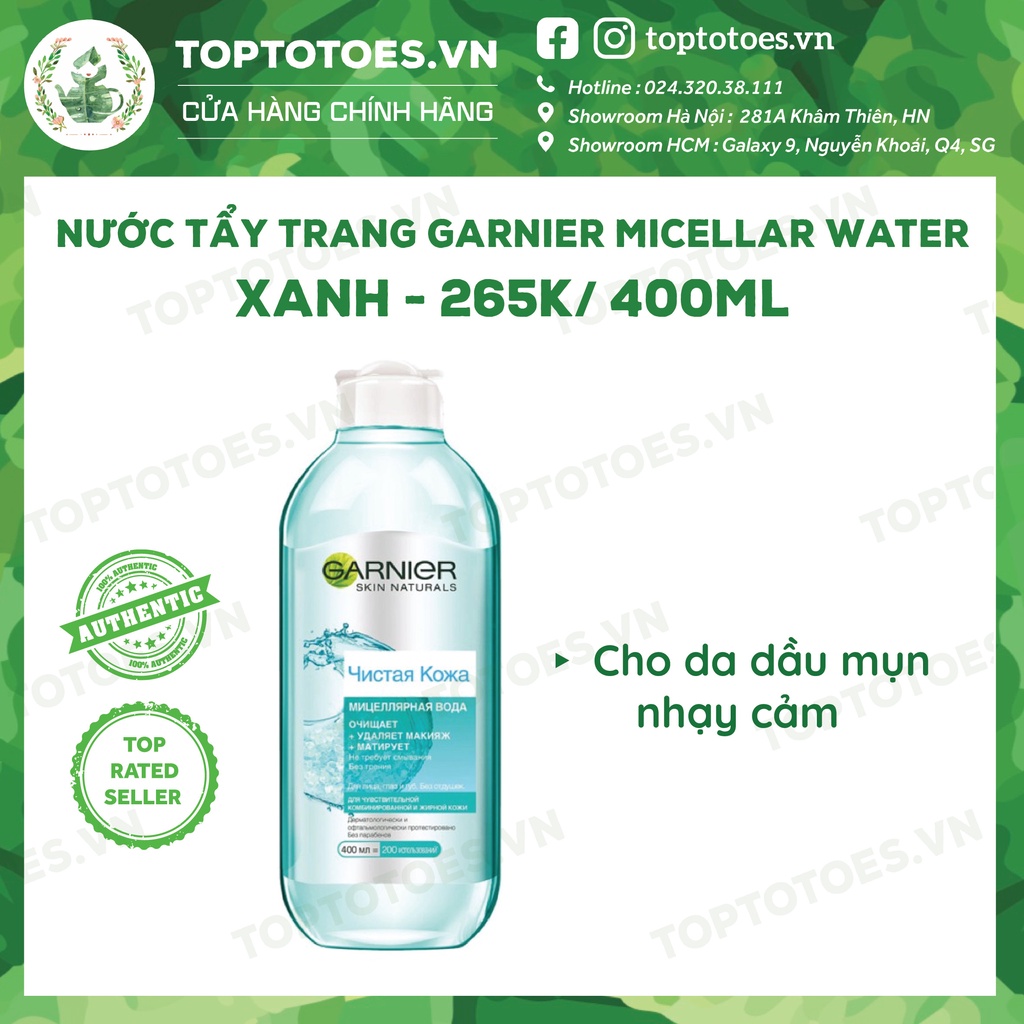 Nước tẩy trang Garnier Micellar Water tẩy sạch êm dịu cho mặt-mắt-môi 400ml