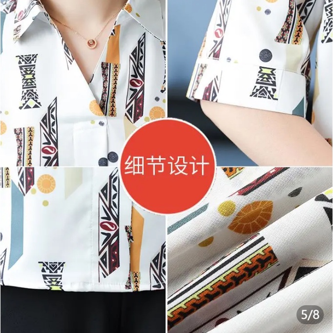 Áo Sơ Mi chiffon Tay Ngắn Thời Trang Mùa Hè Dành Cho Phụ Nữ Trung Niên