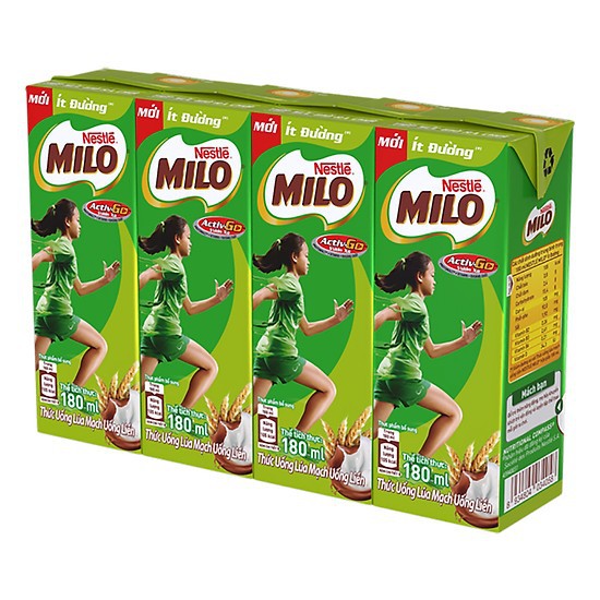 Combo 2 lốc sữa thức uống lúa mạch Milo 180ml( ống hút giấy)