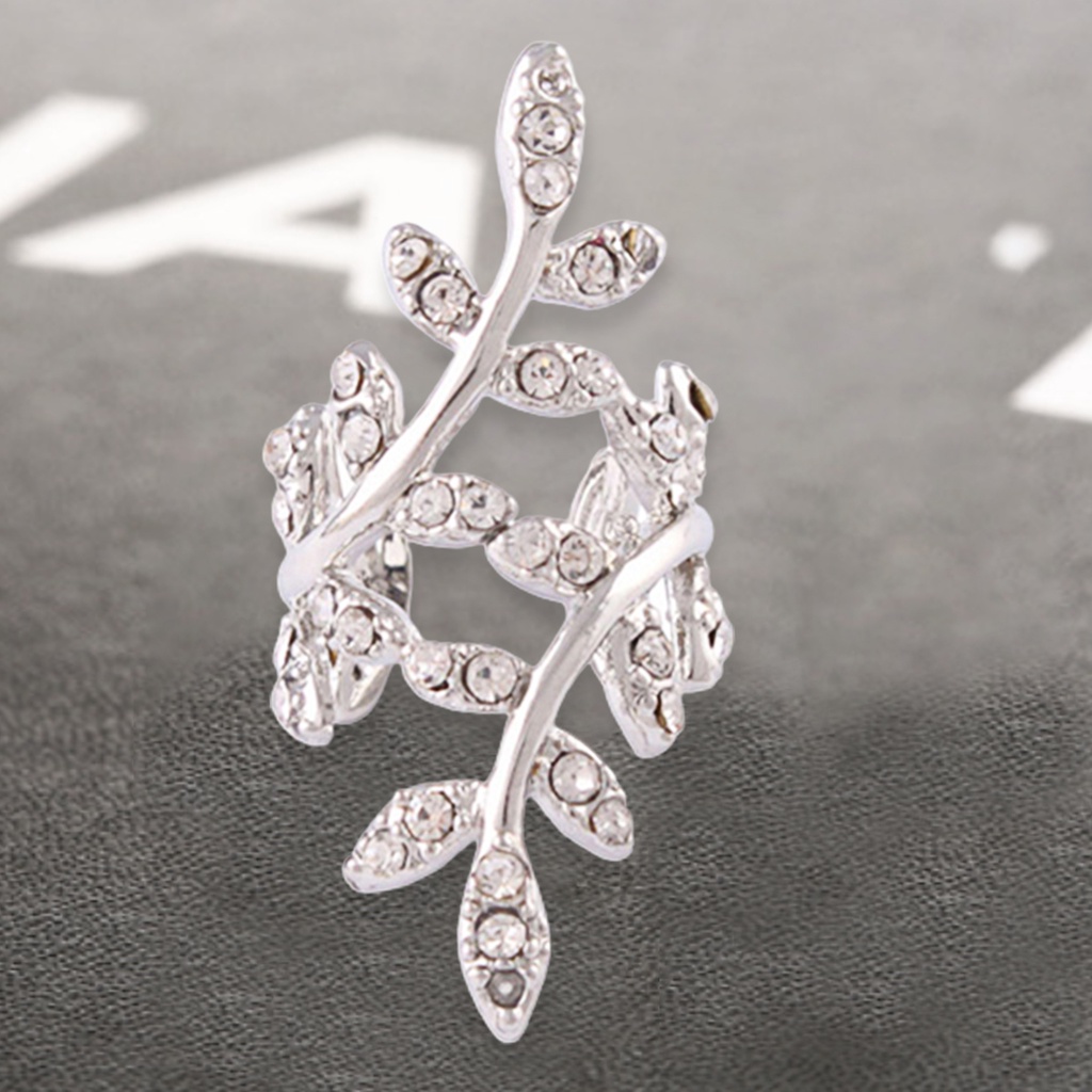 Khuyên vành tai hình chiếc lá đính đá thời trang cho nữ