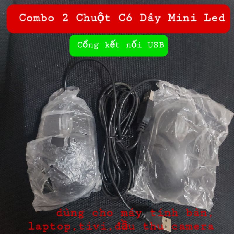 Combo 2 chuột máy tính có dây mini LED đầu cắm USB cute nữ sài ❤