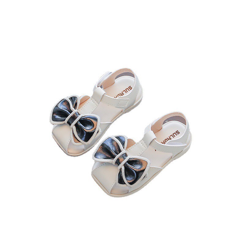 Sandal rọ bé gái gắn nơ xinh xắn đế chống trượt thời trang hè fakahao có quai dán 2- 8 tuổi (S112)