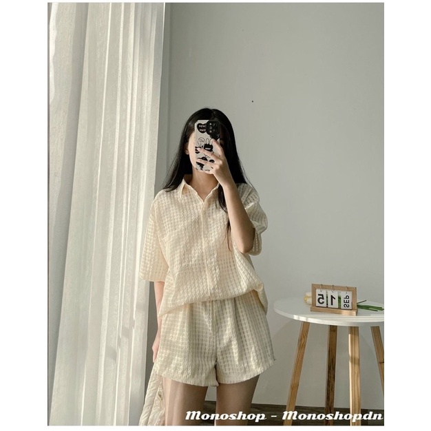 set sơ mi túi hộp + short