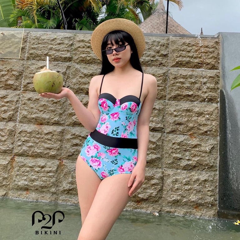 P2P BIKINI - Monokini hai dây push up họa tiết hoa - MN350HT_HD