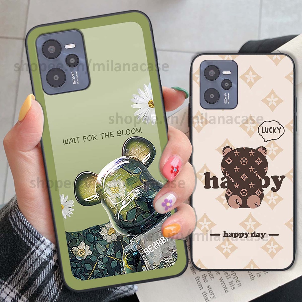 Ốp Realme C35 gấu be@rBrick gấu Teddy Kaws siêu đẹp, phong cách, cá tính