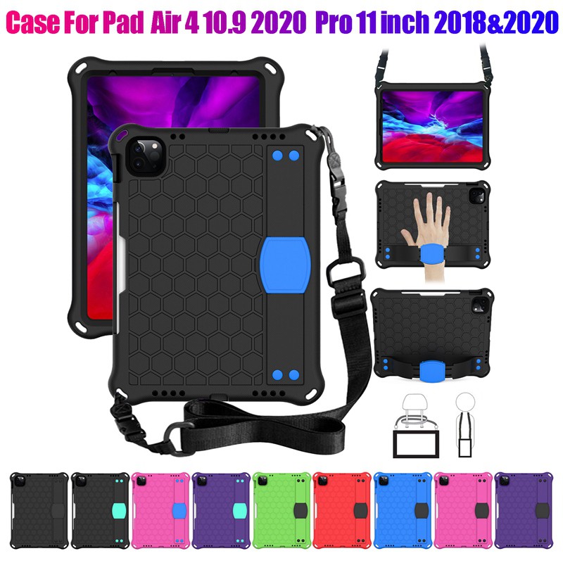 Case for iPad Air 4 10.9 2020 iPad Pro 11 Inch 2018&2020 Anti-Fall Protection Case with Tablet Stand(Black+Green)