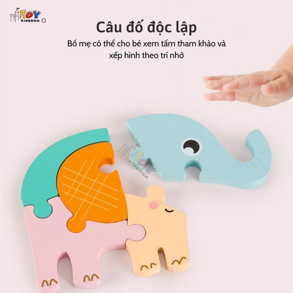 Đồ Chơi Xếp Hình Gỗ 3D, Dày Dặn, Miếng Ghép Chắc Chắn, An Toàn, Phát Triển Trí Thông Minh Cho Bé Từ 1 Tuổi