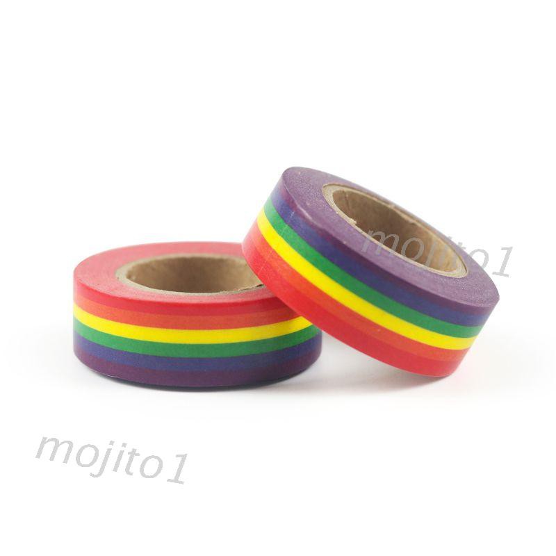 1 Cuộn Băng Keo Màu Cầu Vồng Kích Thước 15mm