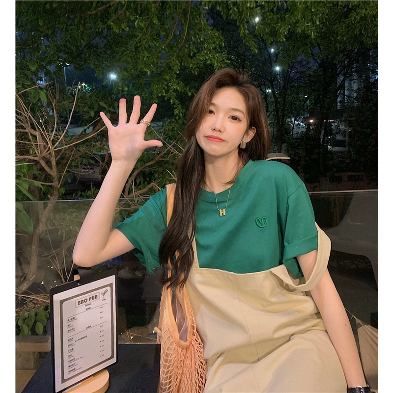 Áo Thun Ngắn Tay Thêu Họa Tiết Đơn Giản Thời Trang Dành Cho Nữ