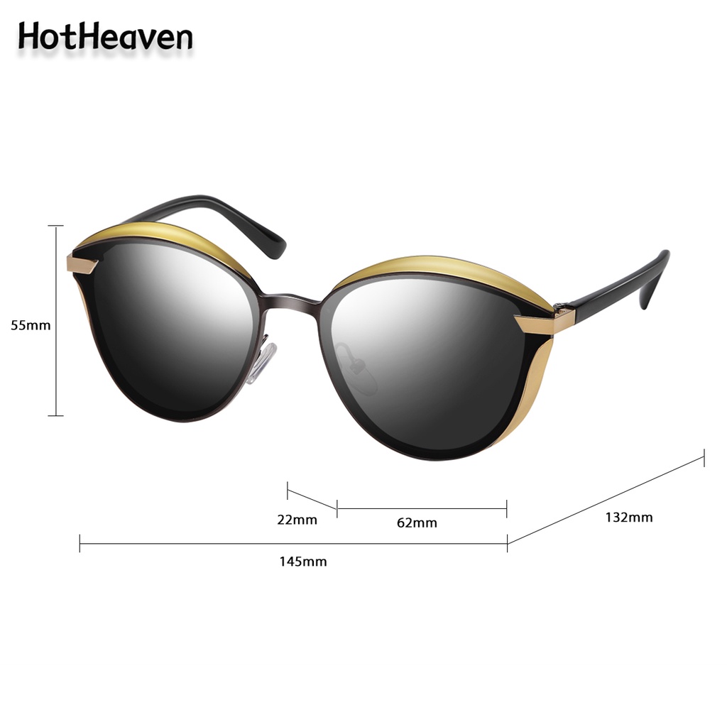 Kính Mát Mắt Mèo Chống Tia UV400 Phân Cực Gọng Kim Loại 6 Kiểu Dáng Unisex Thời Trang