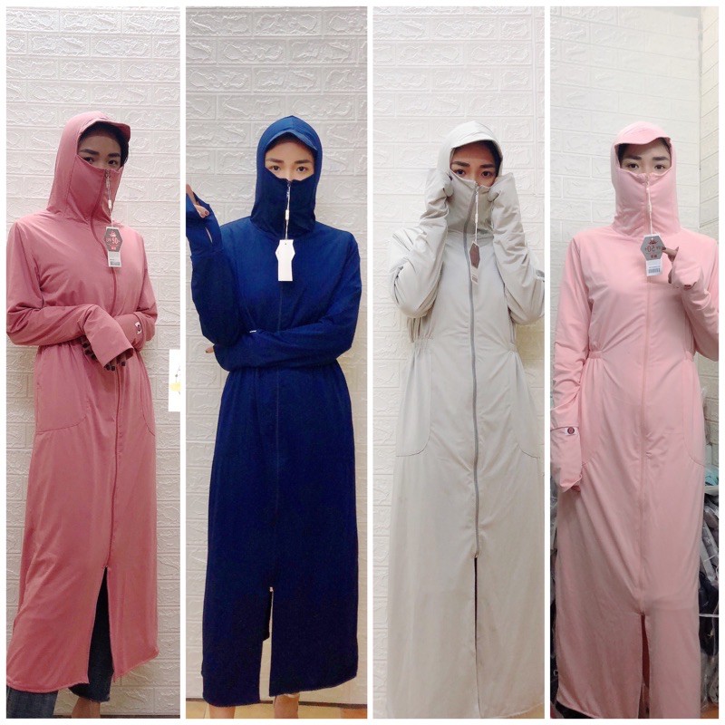 [HOT]Áo chống nắng nữ 2 LỚP,CHỐNG TIA UV50 toàn thân (chất vải Kim cương thông hơi co dãn 4 chiều, che kín mặt màu trơn) | BigBuy360 - bigbuy360.vn