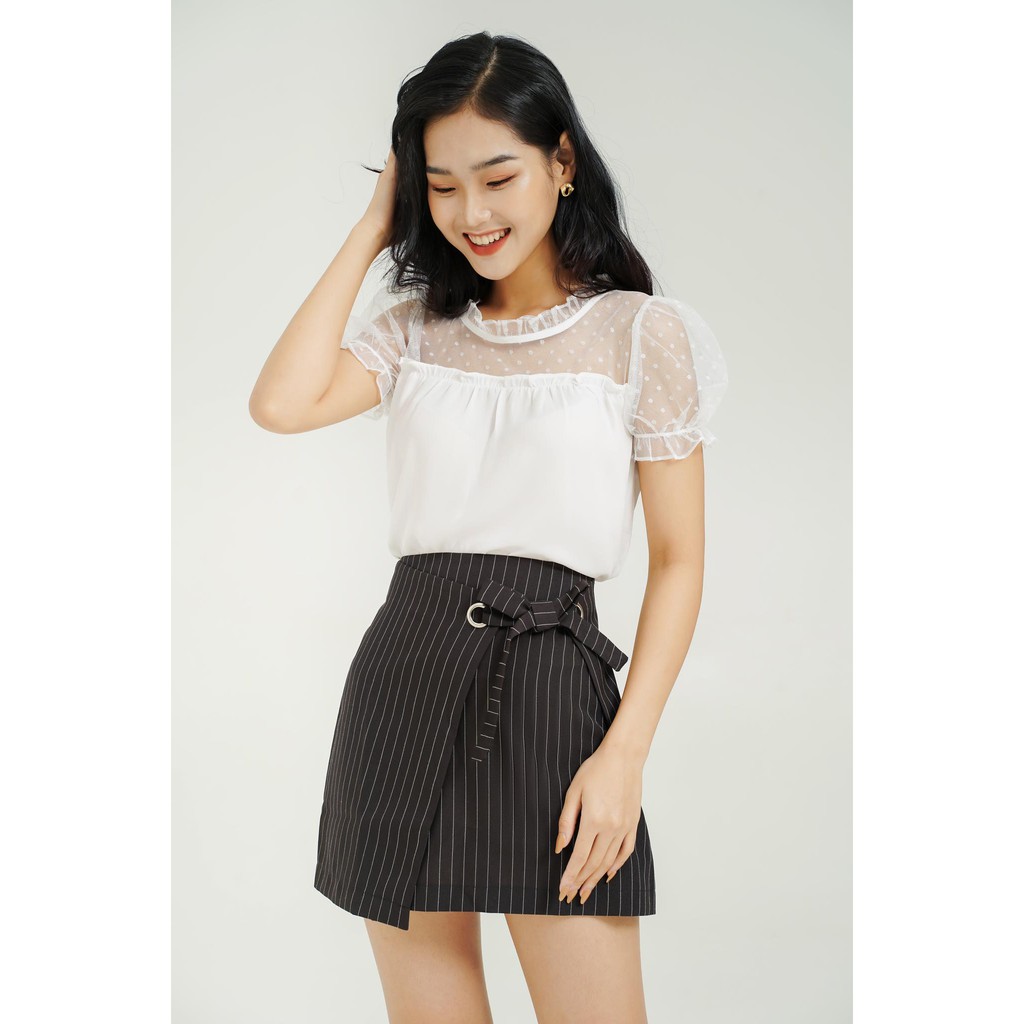 Chân váy công sở , phối nơ eo kẻ sọc, trẻ trung, năng động, thiết kế cao cấp TK FASHION - K227