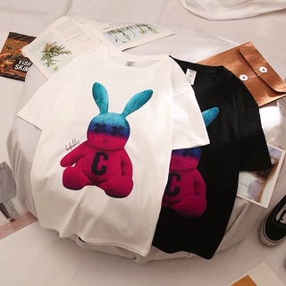 Áo phông nam nữ form rộng dáng unisex, áo thun tay lỡ chất cotton hình thỏ