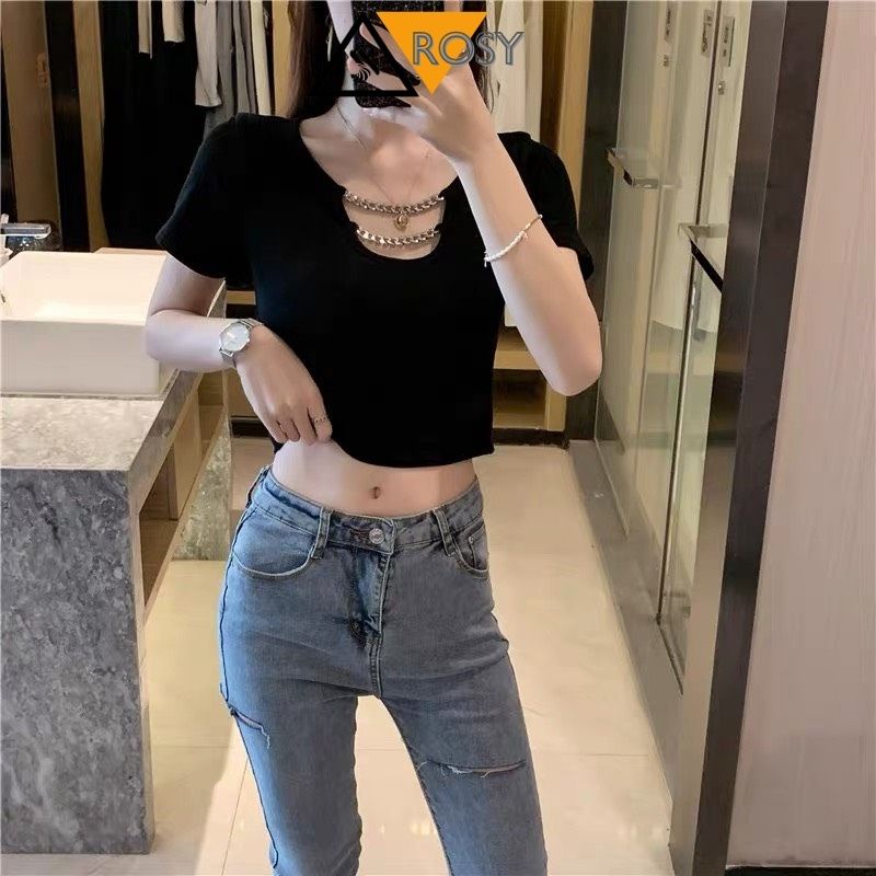 Áo kiểu nữ tay ngắn croptop chất borip cao cấp dành cho nữ siêu cute