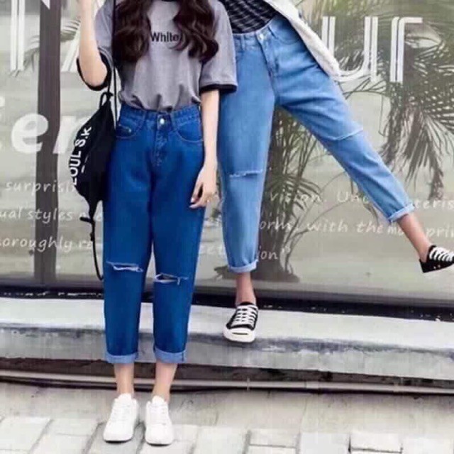 QUẦN JEAN NỮ 4 MÀU RÁCH TRƯỚC GỐI -01K