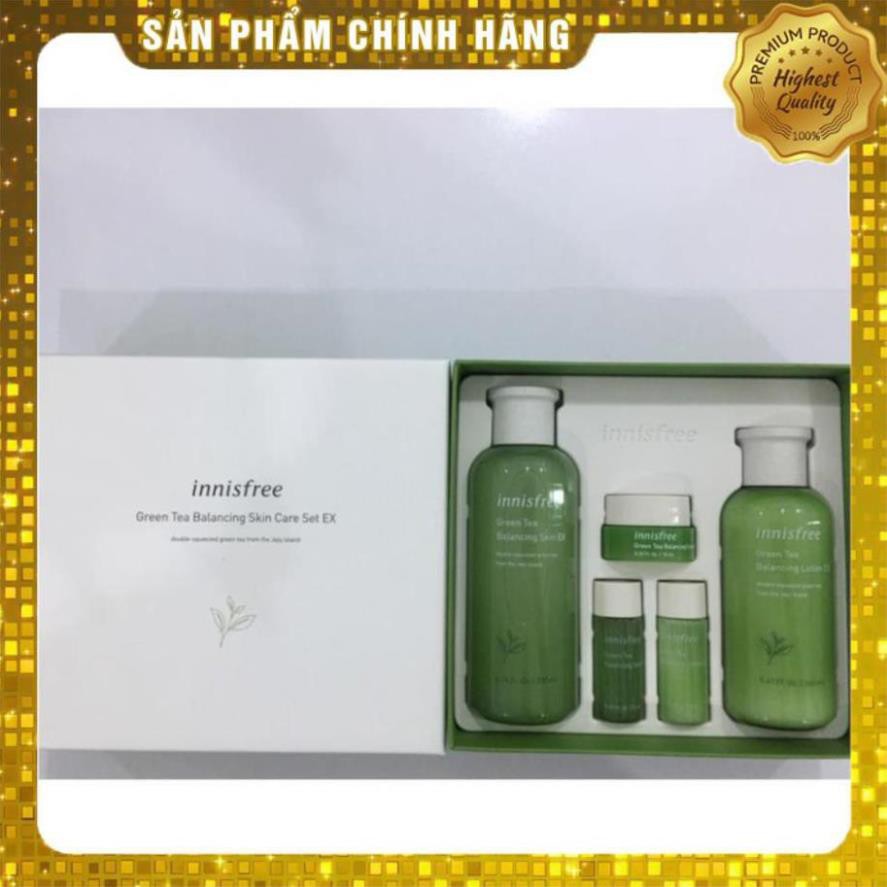 Hàng Chính Hãng Set Dưỡng Da Hỗn Hợp Innisfree Green Tea Balancing EX 5 Món