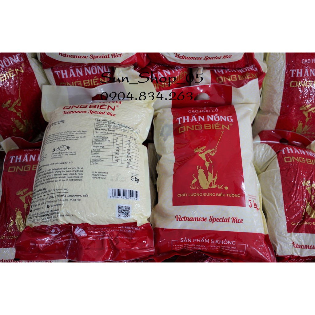 Gạo hữu cơ Thần Nông Ong Biển - Bao 5kg