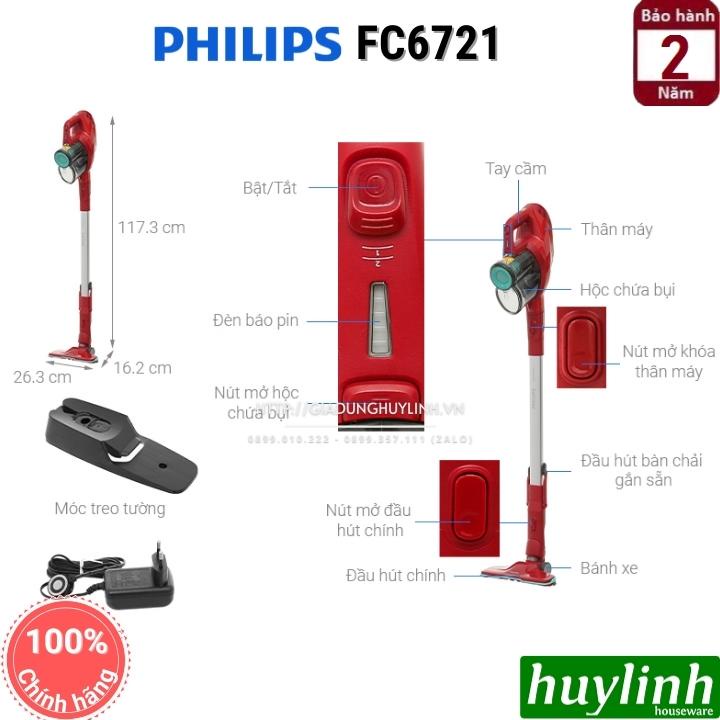 [Mã ELHAMS5 giảm 6% đơn 300K] Máy hút bụi không dây có cán Philips FC6721/01 - Chính hãng