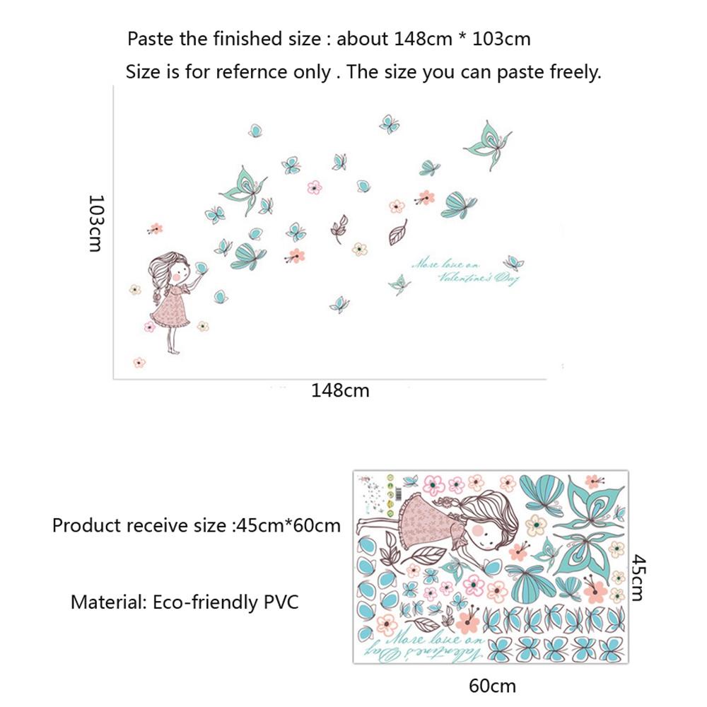 Sticker Dán Tường Chống Thấm Nước Họa Tiết Bướm Bay Dễ Thương Để Trang Trí Phòng Bé Gái