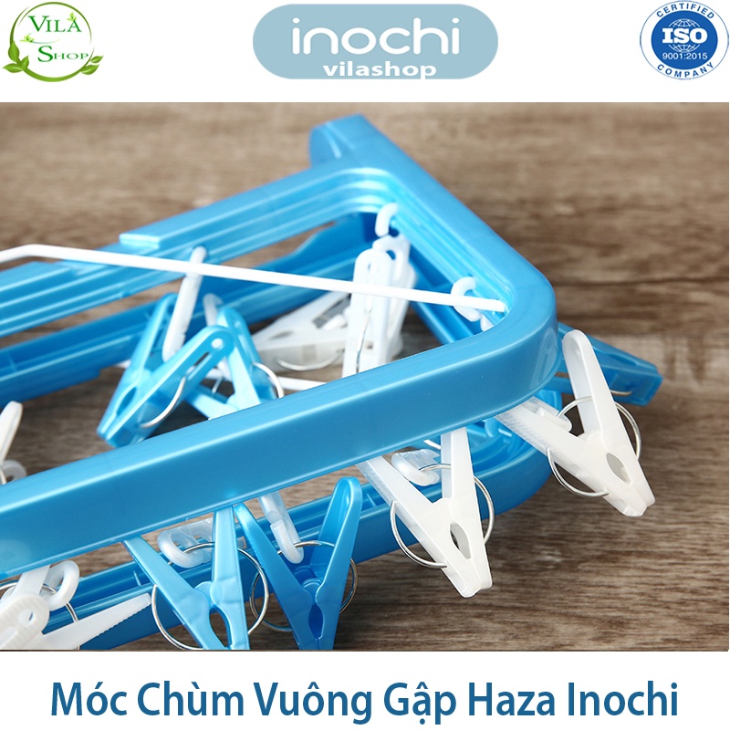 Móc Chùm Phơi Quần Áo, Móc Chùm Vuông Gập Haza, Móc Quần Áo Trẻ Em Nhựa Cao Cấp Inochi