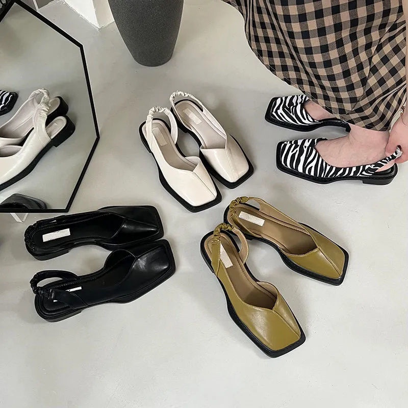 Giày Sandal Mũi Vuông Size Lớn 35-43 Thời Trang Mùa Hè Pháp Cho Nữ 41 # 42