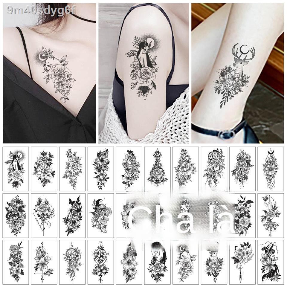 ✹♠trong gió trơn hoa dán hình xăm tối không thấm nước đàn ông và phụ nữ mô phỏng lâu dài cánh tay hoa bán vĩnh viễ