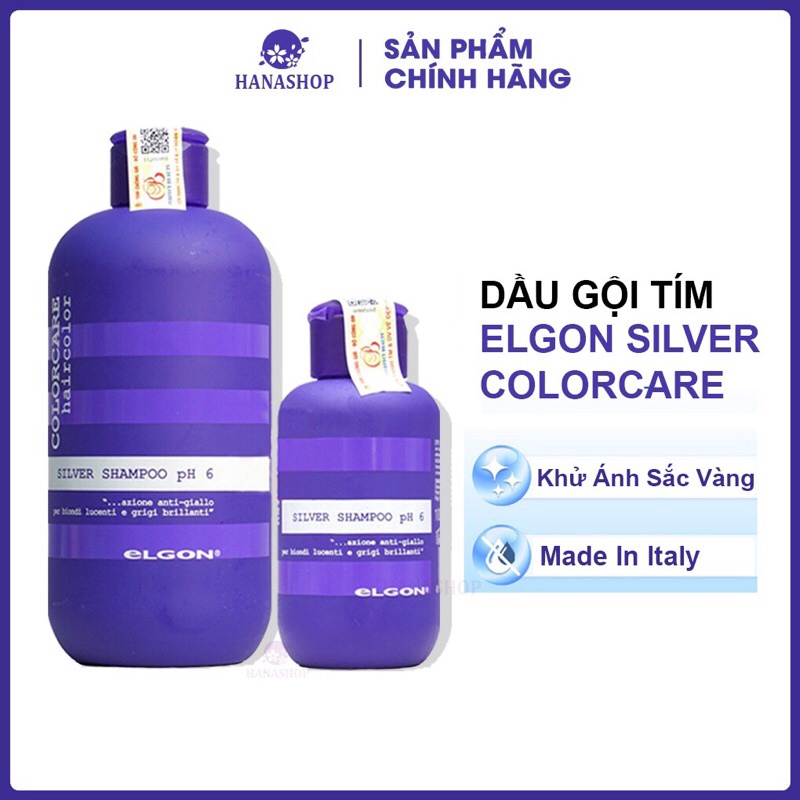 Dầu gội xả tím khử vàng ELGON SLIVER COLORCARE hàng chính hãng