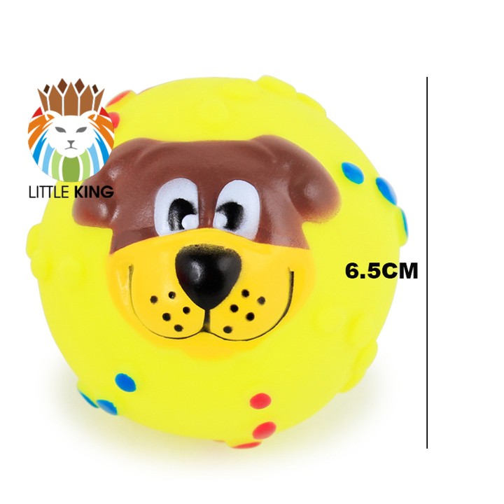 Đồ chơi cho chó mèo Bóng cao su chút chít hoạt tiết mặt chó Little King