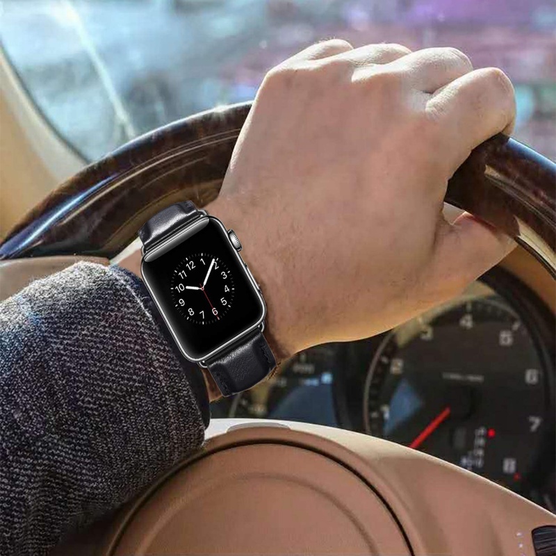 Dây Đeo Bằng Da Bò Thật Kích Thước 44MM 40MM Cho Apple Watch 8 7 6 SE 5 4 3 4 2 44MM 41MM 45MM 49MM