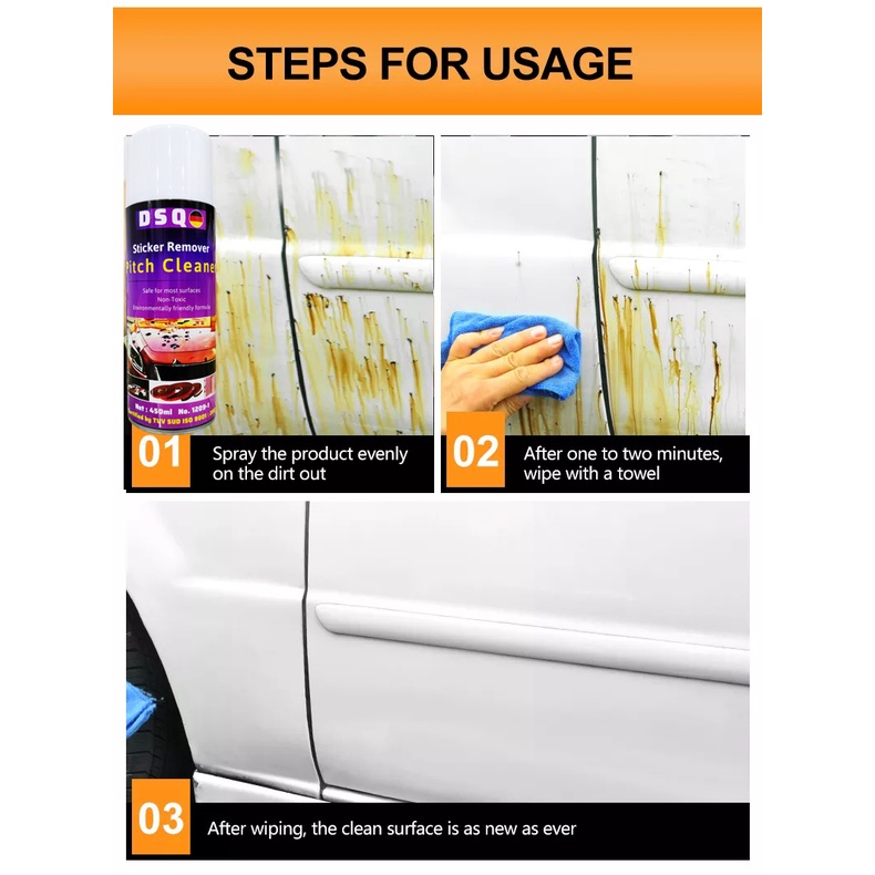 Chai Xịt Tẩy Nhựa Đường, Nhựa Cây Bám Bẩn Ô Tô Xe Máy Dsq - Tẩy Băng Dính, Keo Xốp Dán Tường, Decal Dán, Sơn Xe [MILOZA]