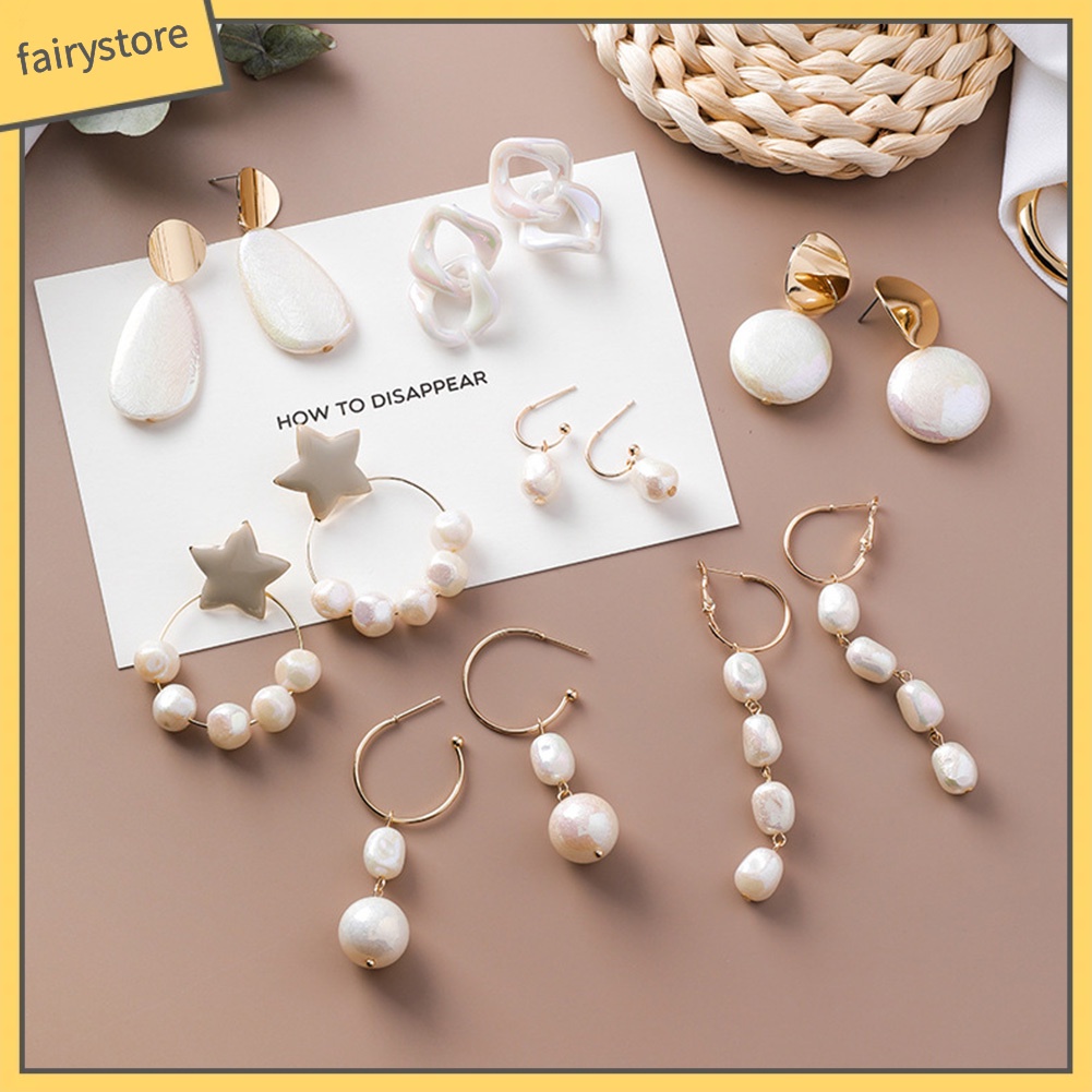 Hoa tai dáng dài phối hạt ngọc trai nhân tạo phong cách cổ điển cho nữ