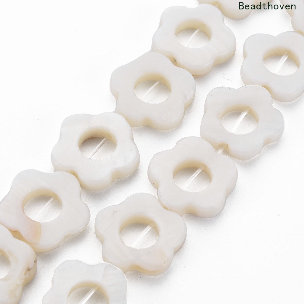 1 Sợi Dây Xỏ Hạt Màu Trắng Hoa 15~16x15.5~16.5x3mm: 1mm Khoảng 23~24 Cái / strand 9.33 '' ~ 10.24 ''