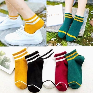 Tất Cotton Cổ Cao Kẻ Sọc Màu Sắc Ngẫu Nhiên Cho Nữ