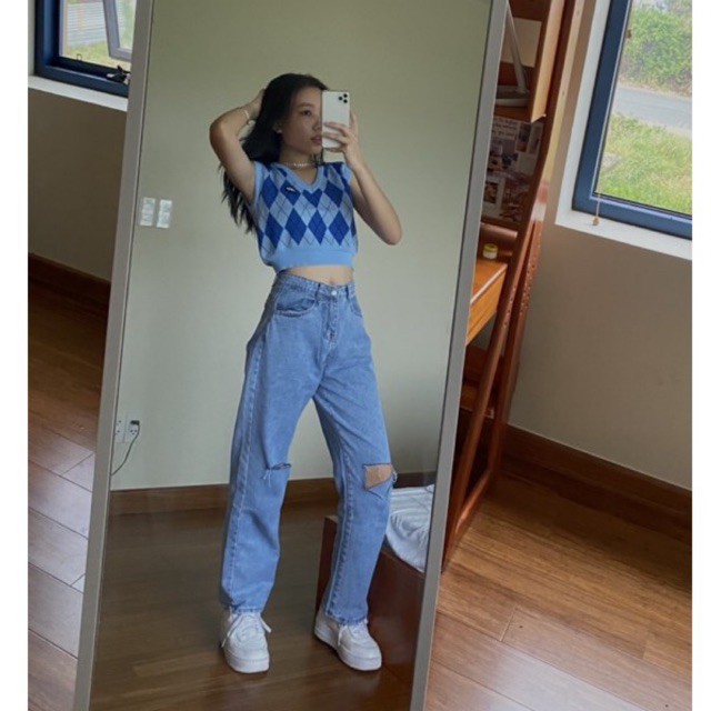 Áo croptop gile len thổ cẩm
