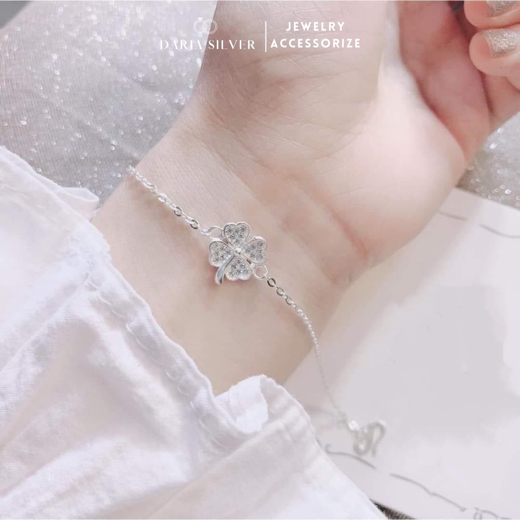 Lắc tay nữ cỏ 4 lá may mắn, vòng tay bạc ta Daria Silver