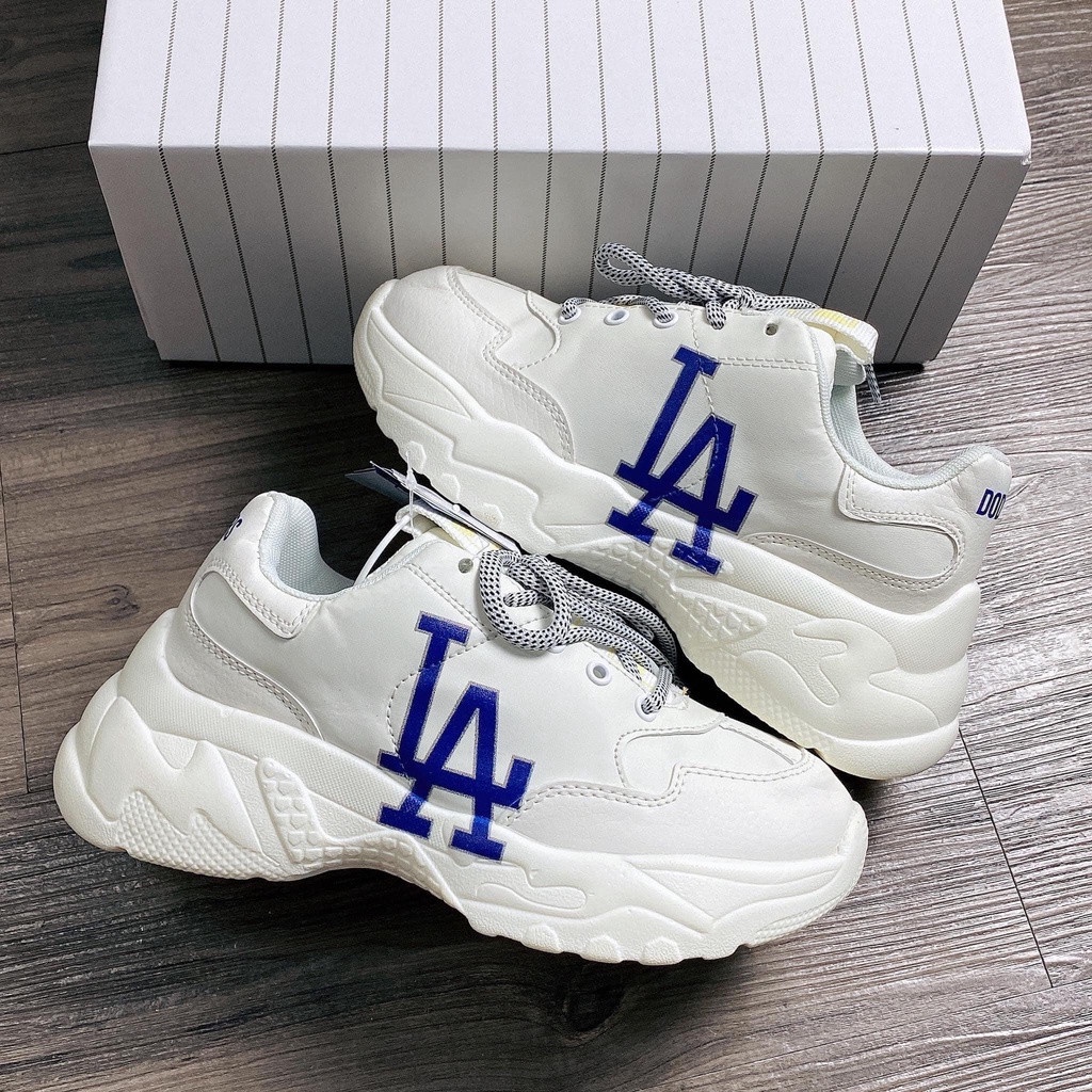 Giày độn đế MLB ny,boston la trắng chữ xanh thể thao sneaker nam nữ Hot trend tăng chiều cao đế 5 phân