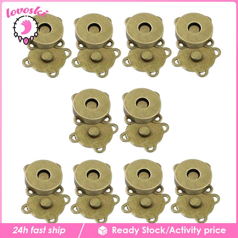 [Lovoski] Set 10 Cặp Khóa Cài Nam Châm DIY 14mm Dùng Để Làm Ví Xách Tay