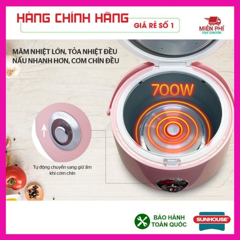 Nồi cơm điện Sunhouse Happy time dung tích 1,8 lít hàng chính hãng