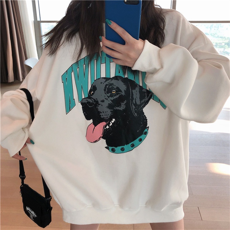 Áo sweater form rộng Unisex con chó siêu xinh PT3, Áo hoodie nỉ không mũ phong cách oversize streetwear | BigBuy360 - bigbuy360.vn